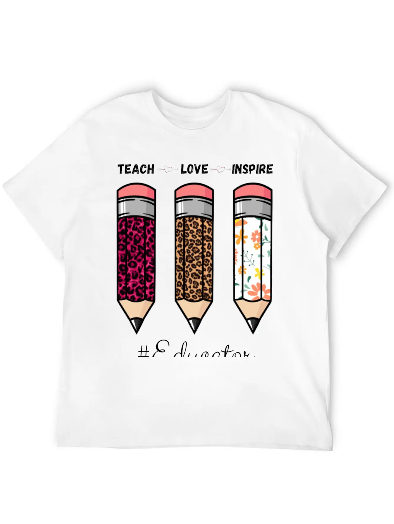 Teach Love Inspire Back To School Pencil Educator Unisex Casual T-Shirt – Clean Design For Daily Comfort