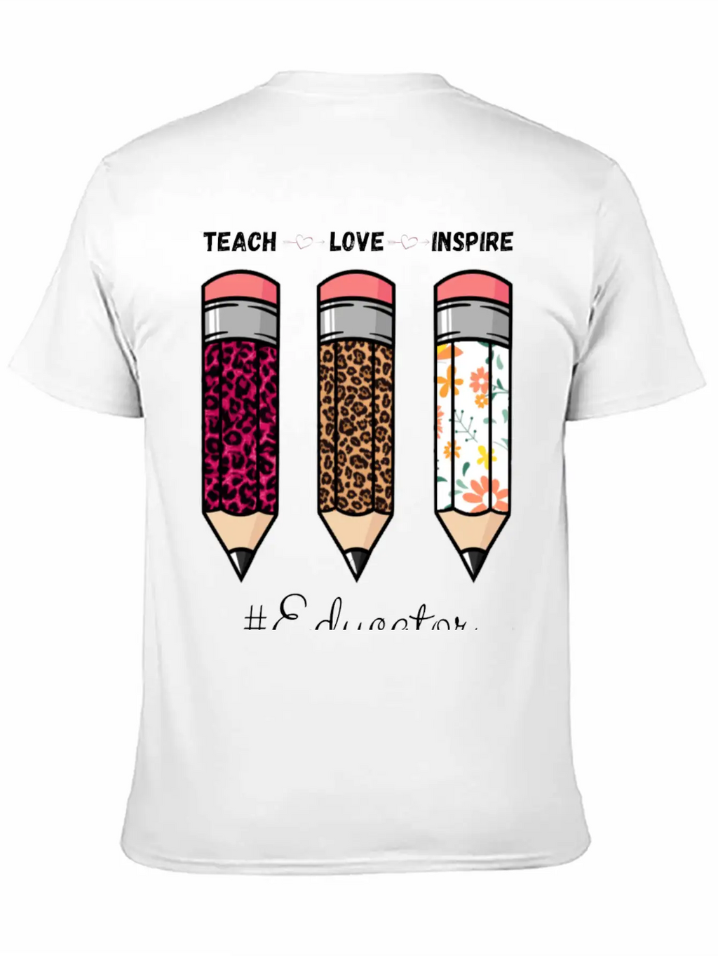Teach Love Inspire Back To School Pencil Educator Unisex Casual T-Shirt – Clean Design For Daily Comfort