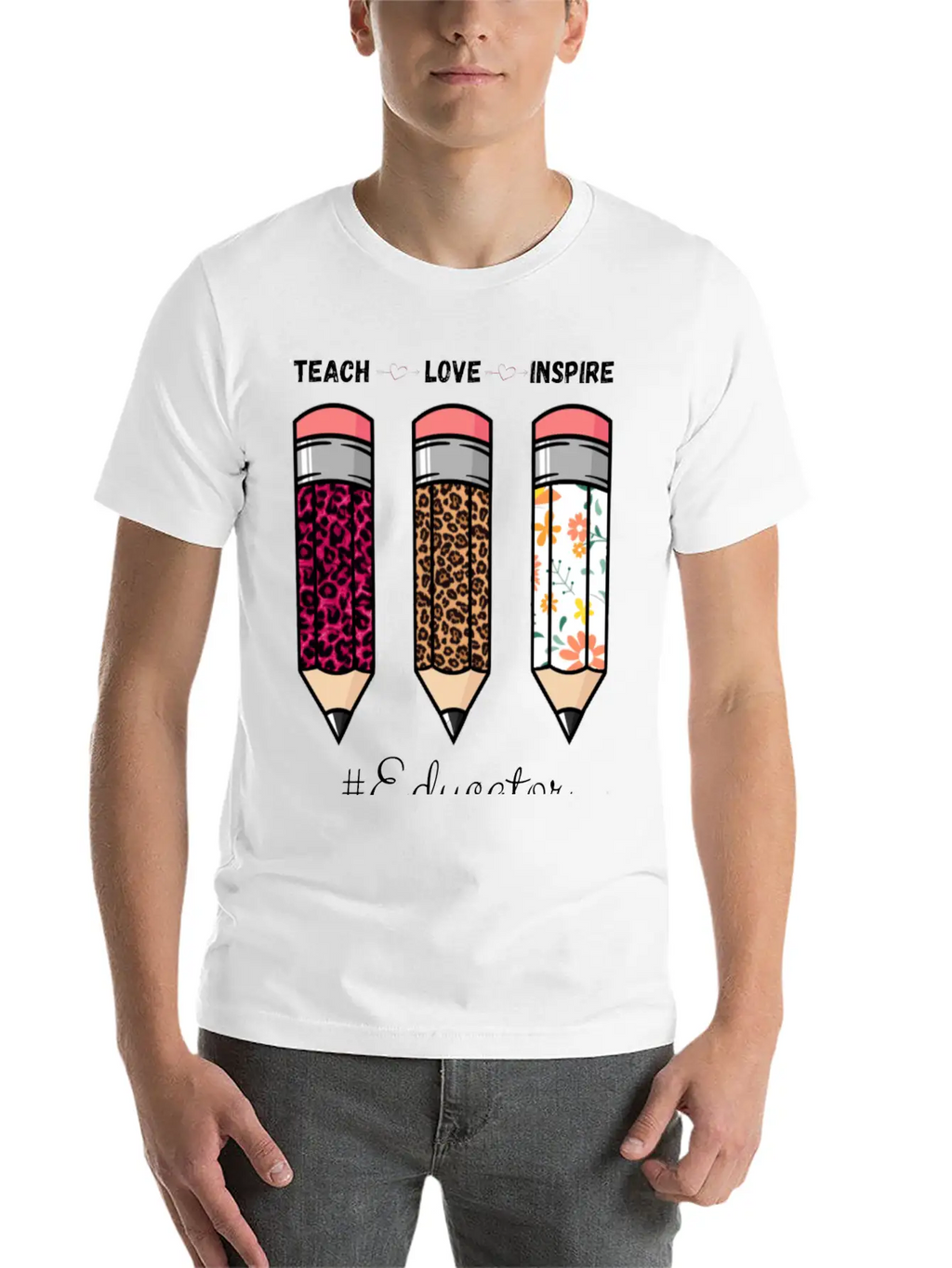 Teach Love Inspire Back To School Pencil Educator Unisex Casual T-Shirt – Clean Design For Daily Comfort