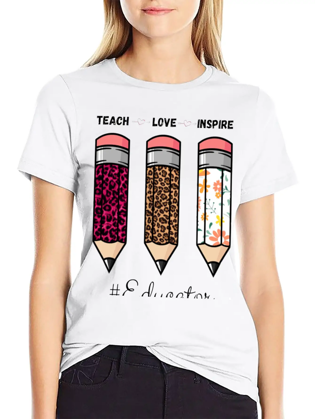 Teach Love Inspire Back To School Pencil Educator Unisex Casual T-Shirt – Clean Design For Daily Comfort