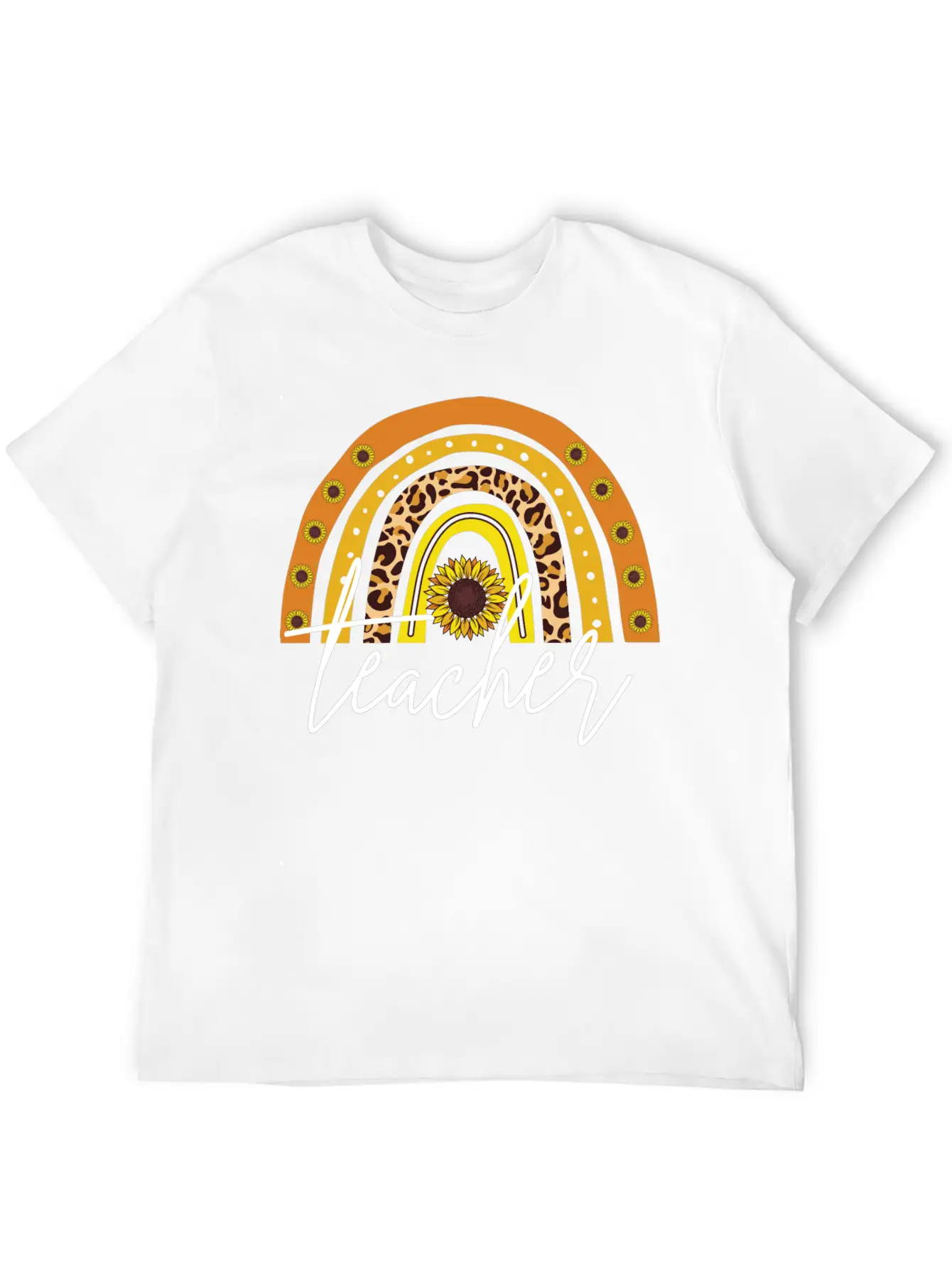 Teacher Boho Rainbow Breathable Soft Cotton T-Shirt – Timeless Casual Look