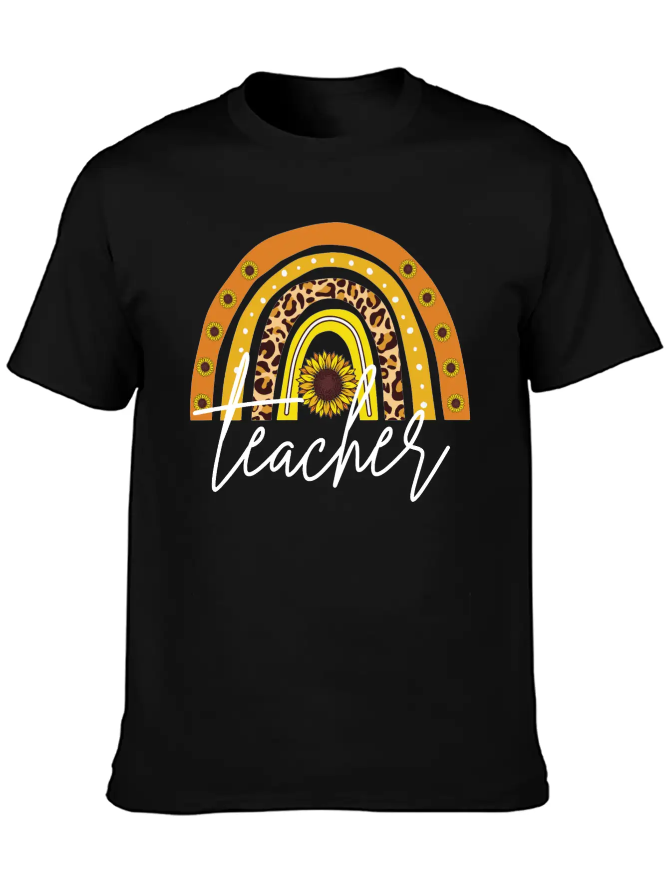 Teacher Boho Rainbow Breathable Soft Cotton T-Shirt – Timeless Casual Look