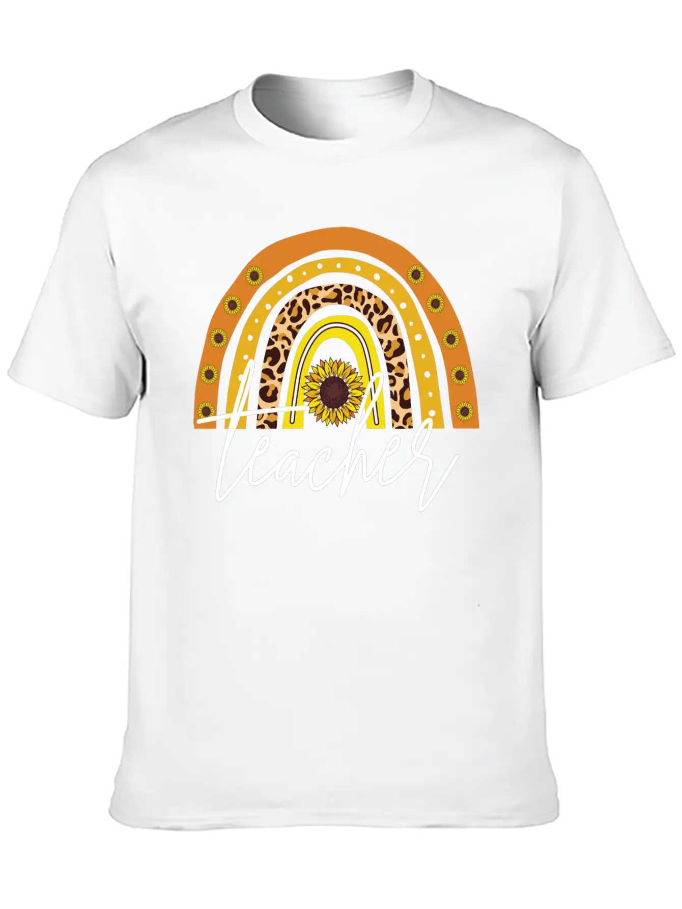 Teacher Boho Rainbow Breathable Soft Cotton T-Shirt – Timeless Casual Look