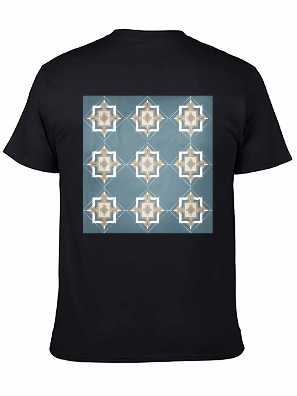 Teal And Taupe Mosaic Pattern Unisex Short Sleeve Soft Cotton T-Shirt – Casual Everyday Wear