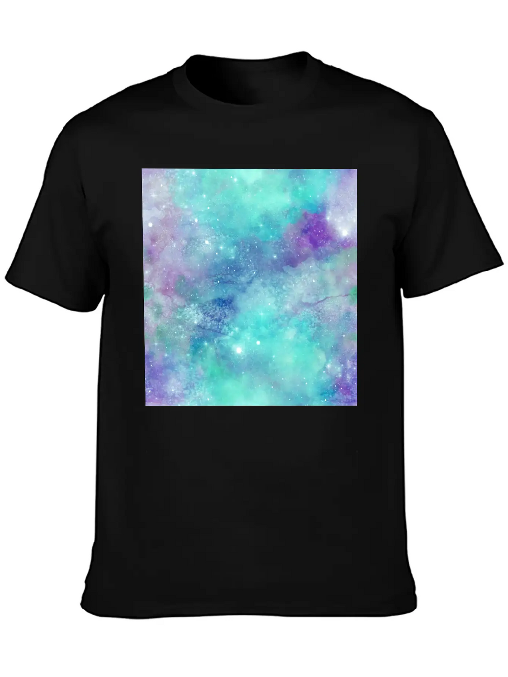 Teal Galaxy Painting Breathable Soft Cotton T-Shirt – Timeless Casual Look