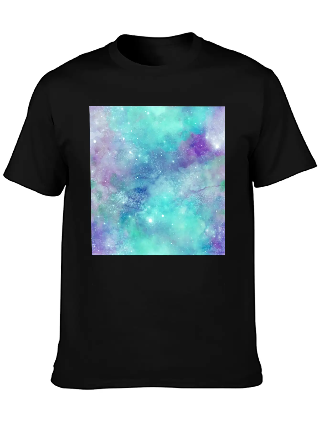 Teal Galaxy Painting Breathable Soft Cotton T-Shirt – Timeless Casual Look