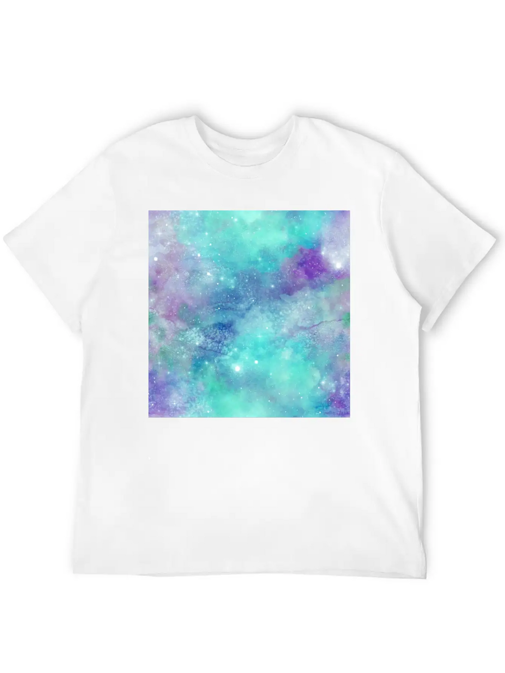 Teal Galaxy Painting Breathable Soft Cotton T-Shirt – Timeless Casual Look
