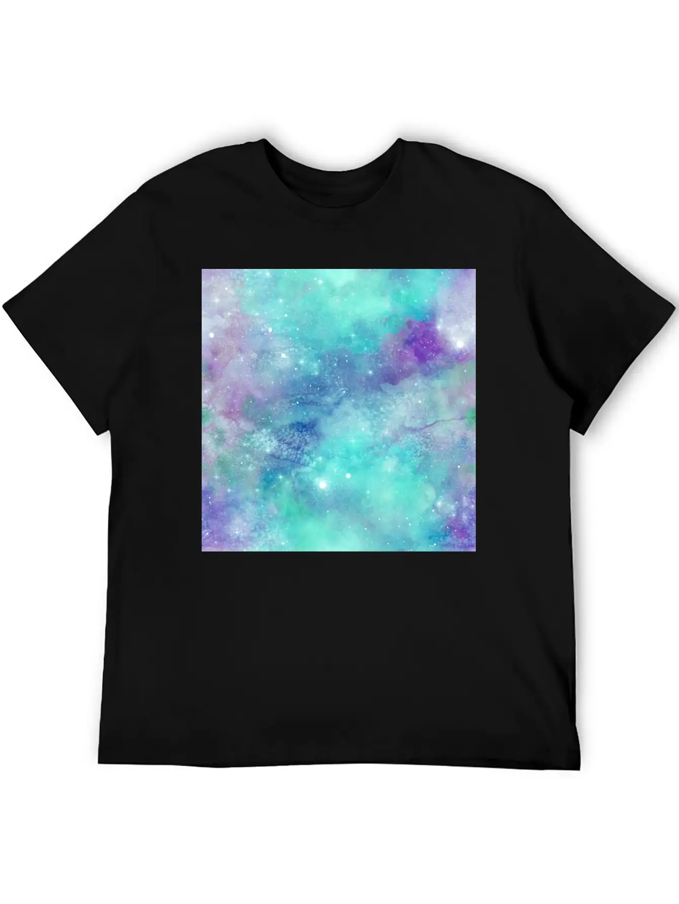 Teal Galaxy Painting Breathable Soft Cotton T-Shirt – Timeless Casual Look