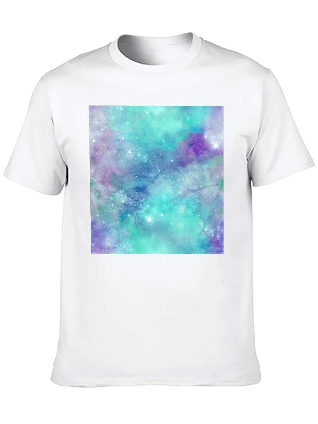 Teal Galaxy Painting Breathable Soft Cotton T-Shirt – Timeless Casual Look