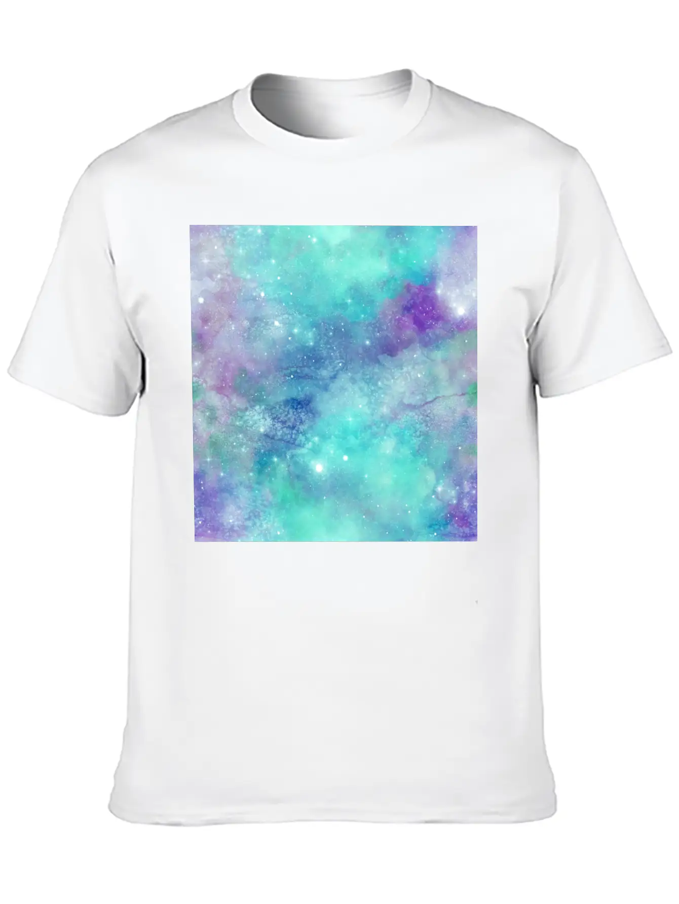 Teal Galaxy Painting Breathable Soft Cotton T-Shirt – Timeless Casual Look