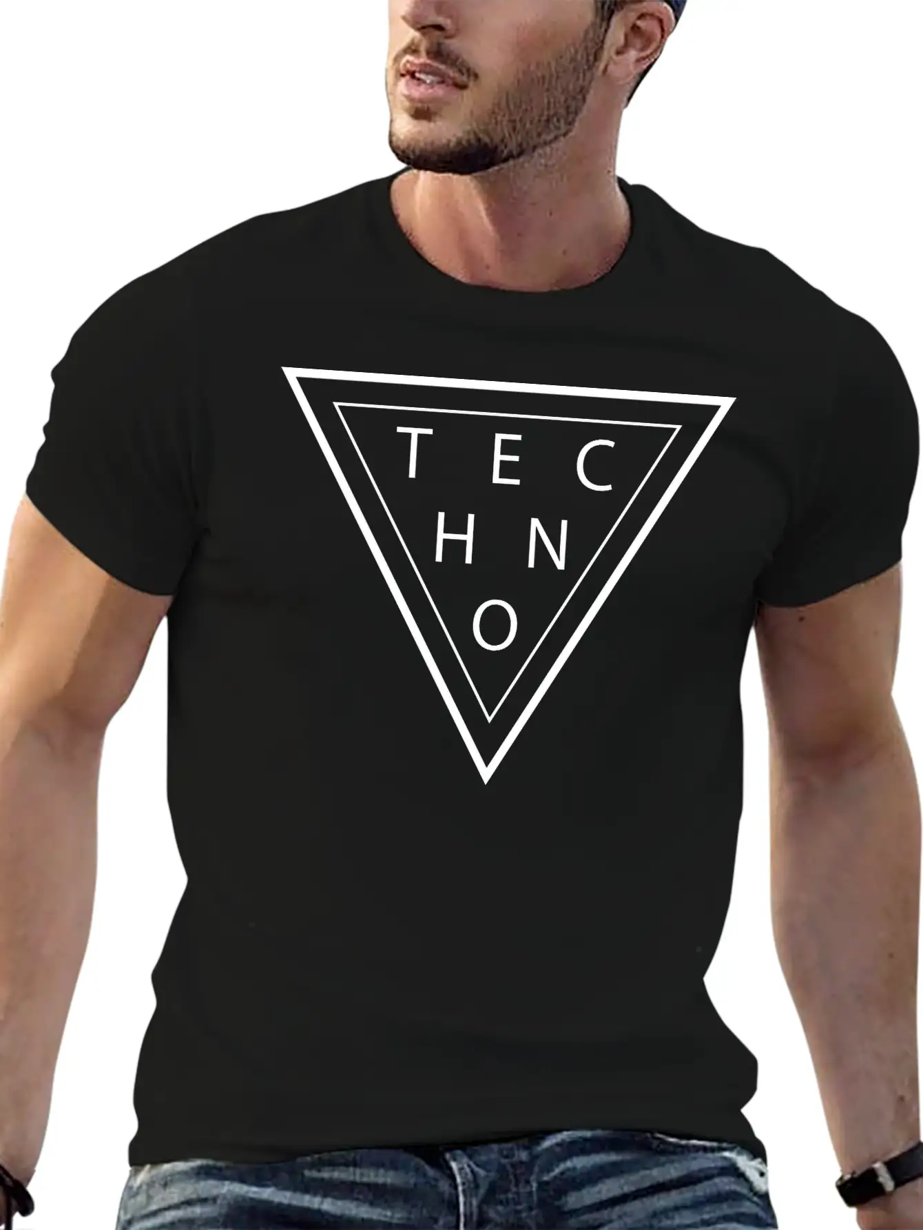 Techno Music Triangle Rave DJ Gifts Unisex Casual T-Shirt – Clean Design For Daily Comfort