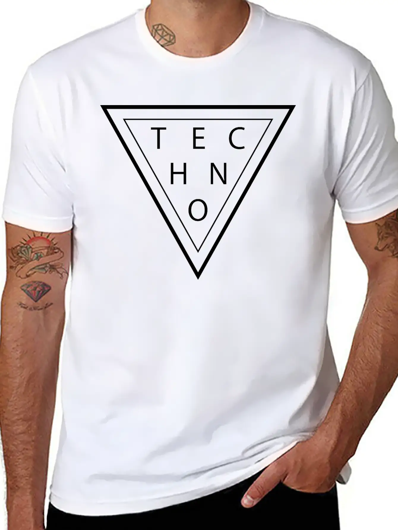 Techno Music Triangle Rave DJ Gifts Unisex Casual T-Shirt – Clean Design For Daily Comfort