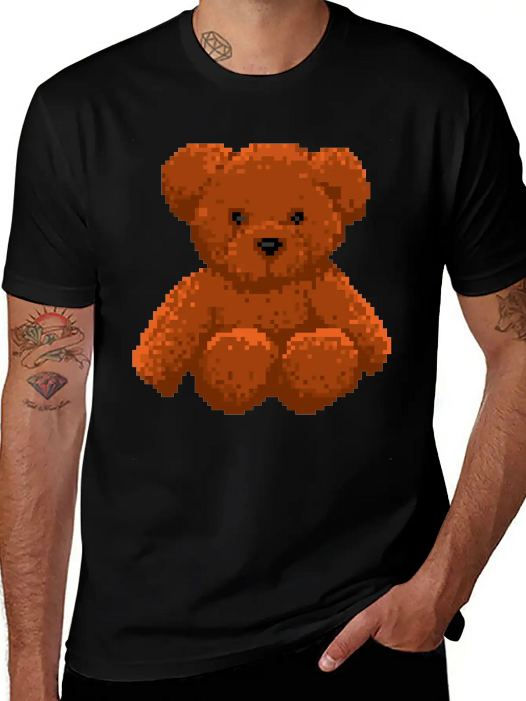 Teddy Bear 8 Bit Pixel Art Stylish Everyday T-Shirt – Unisex Basic Cotton Tee
