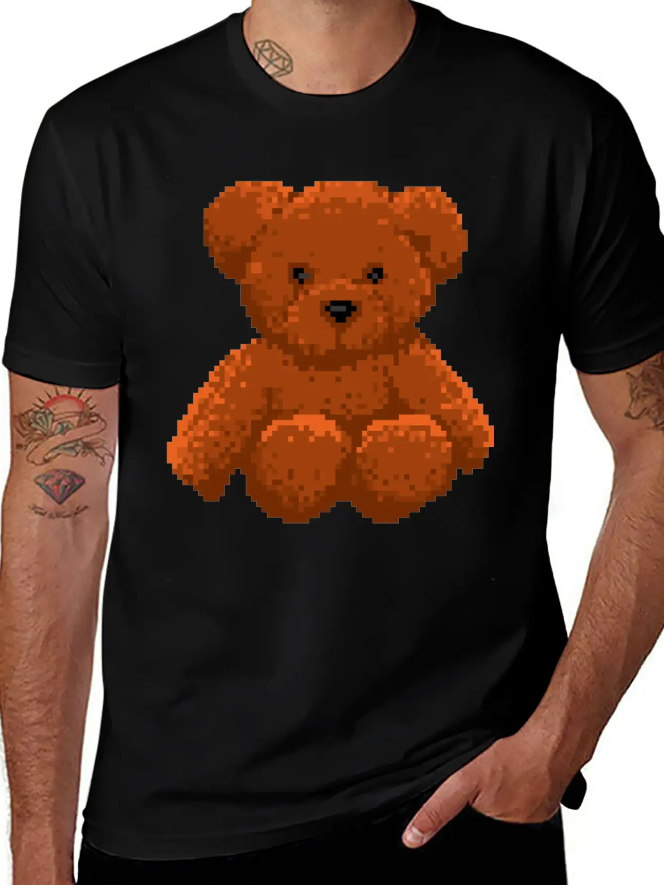 Teddy Bear 8 Bit Pixel Art Stylish Everyday T-Shirt – Unisex Basic Cotton Tee