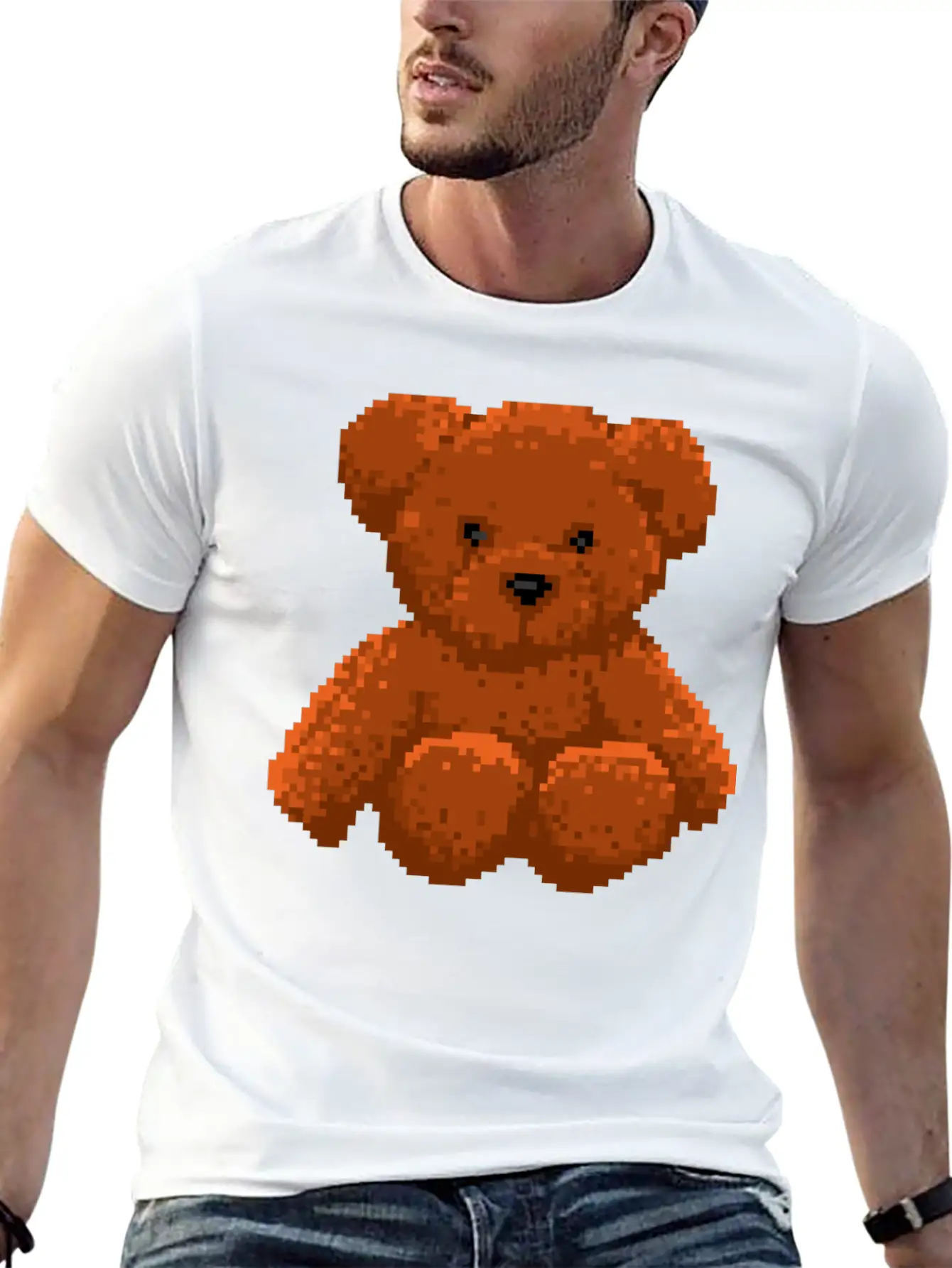 Teddy Bear 8 Bit Pixel Art Stylish Everyday T-Shirt – Unisex Basic Cotton Tee
