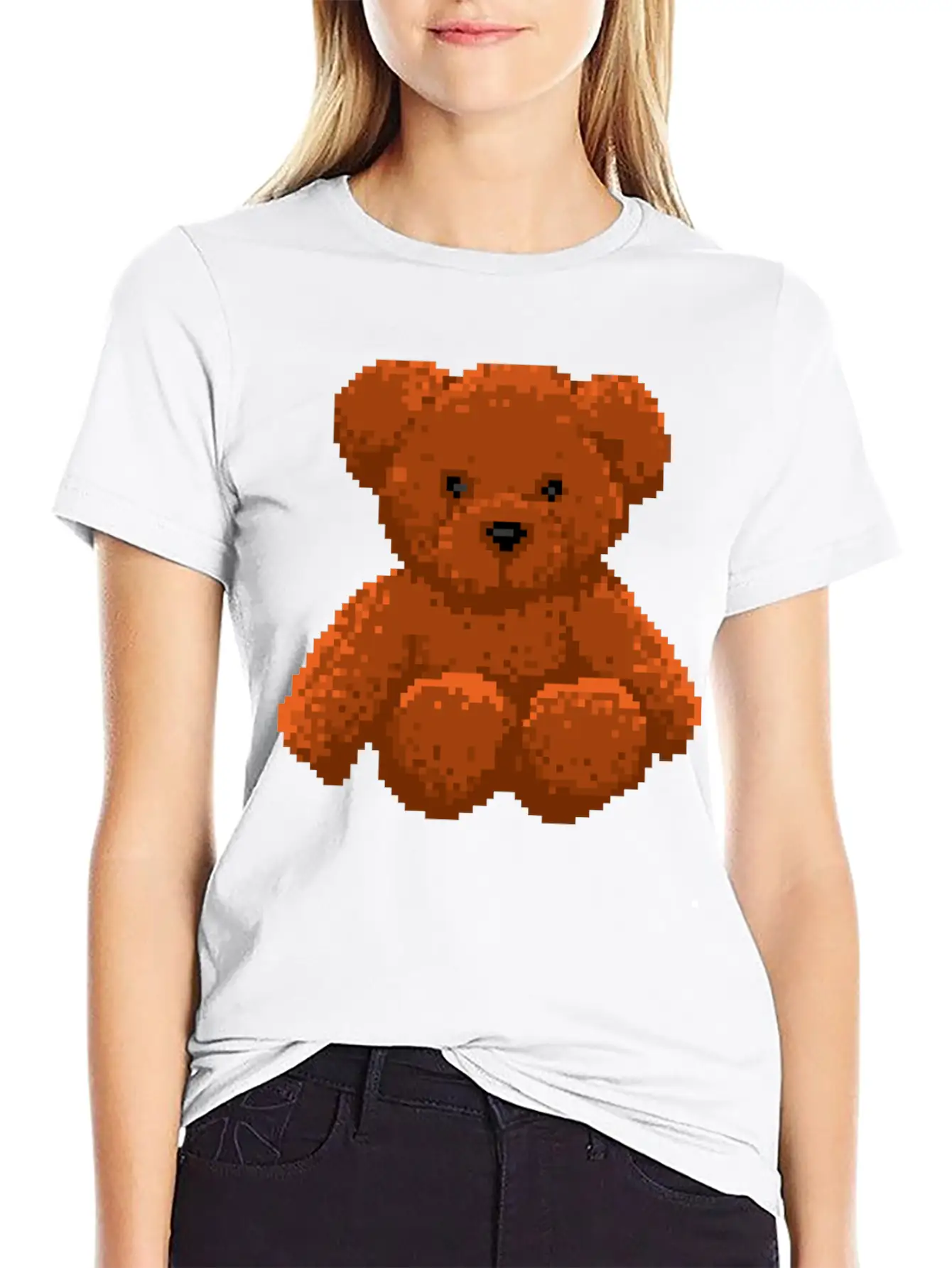 Teddy Bear 8 Bit Pixel Art Stylish Everyday T-Shirt – Unisex Basic Cotton Tee