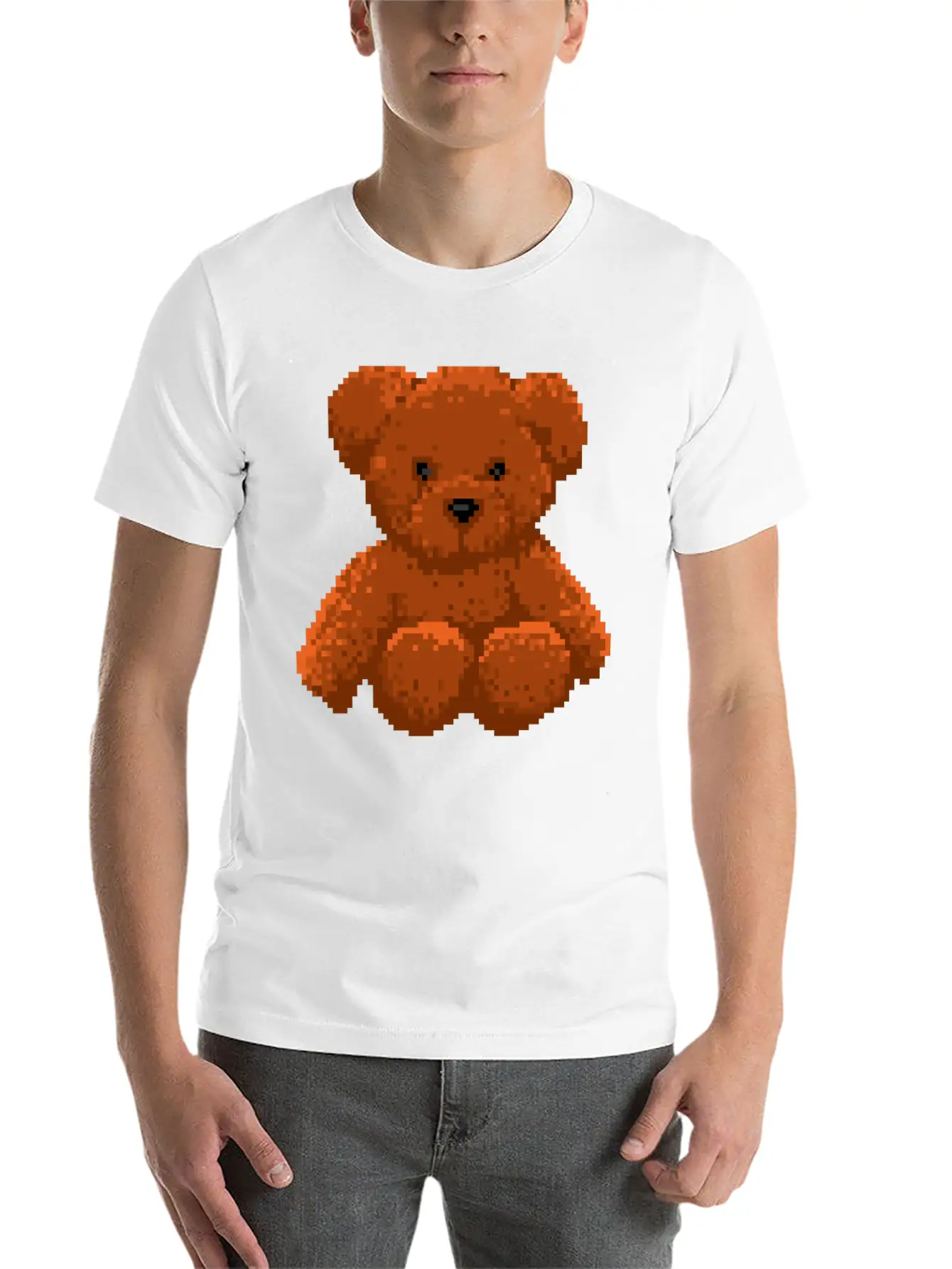 Teddy Bear 8 Bit Pixel Art Stylish Everyday T-Shirt – Unisex Basic Cotton Tee