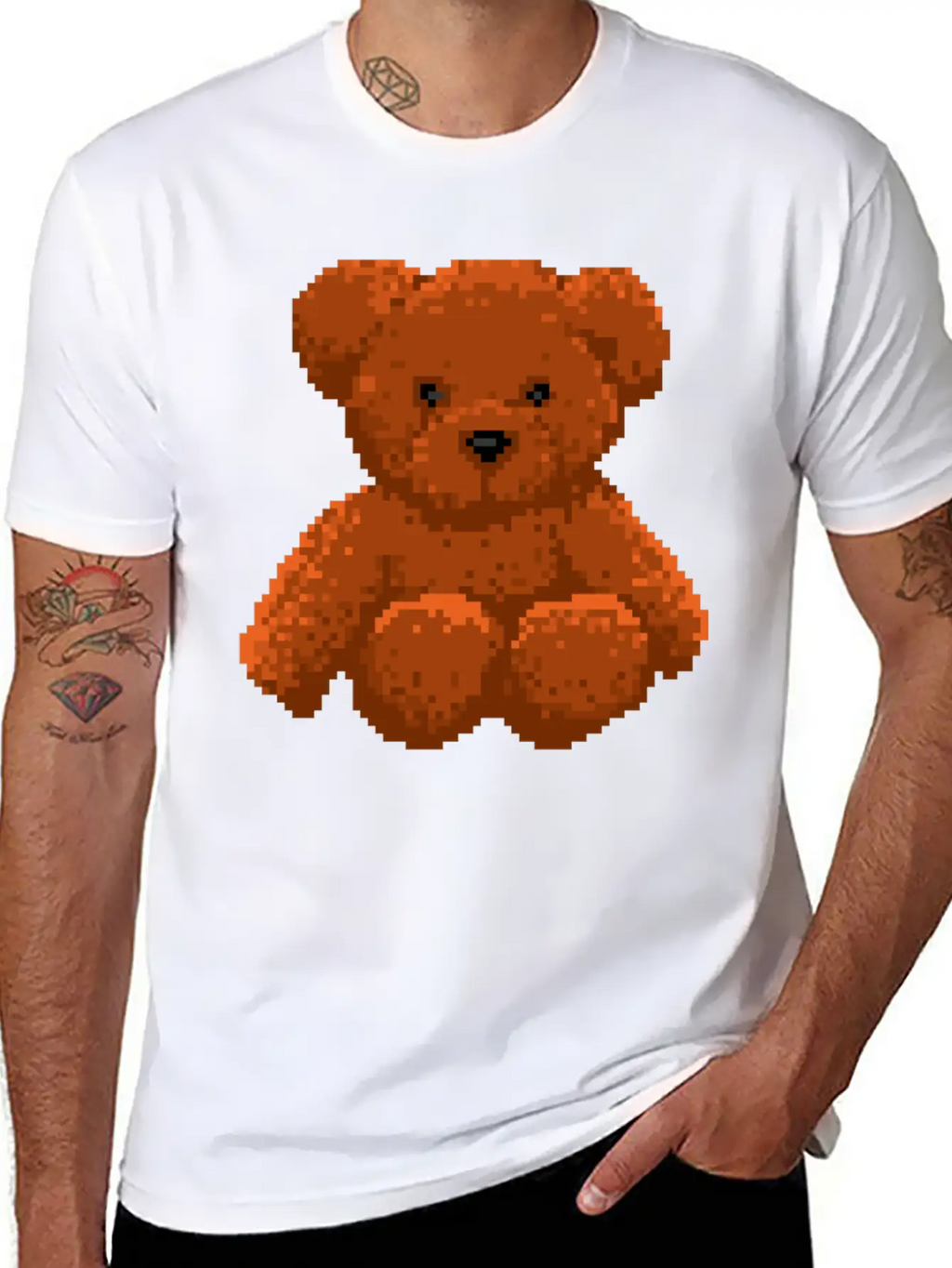 Teddy Bear 8 Bit Pixel Art Stylish Everyday T-Shirt – Unisex Basic Cotton Tee
