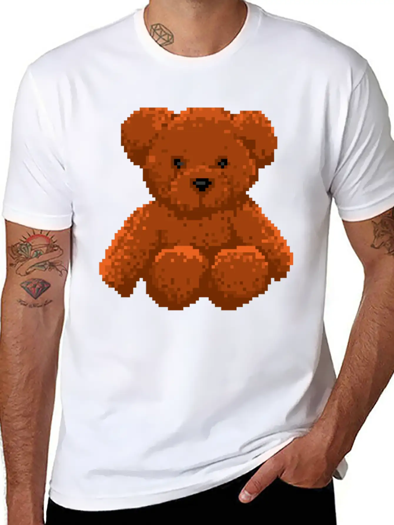 Teddy Bear 8 Bit Pixel Art Stylish Everyday T-Shirt – Unisex Basic Cotton Tee