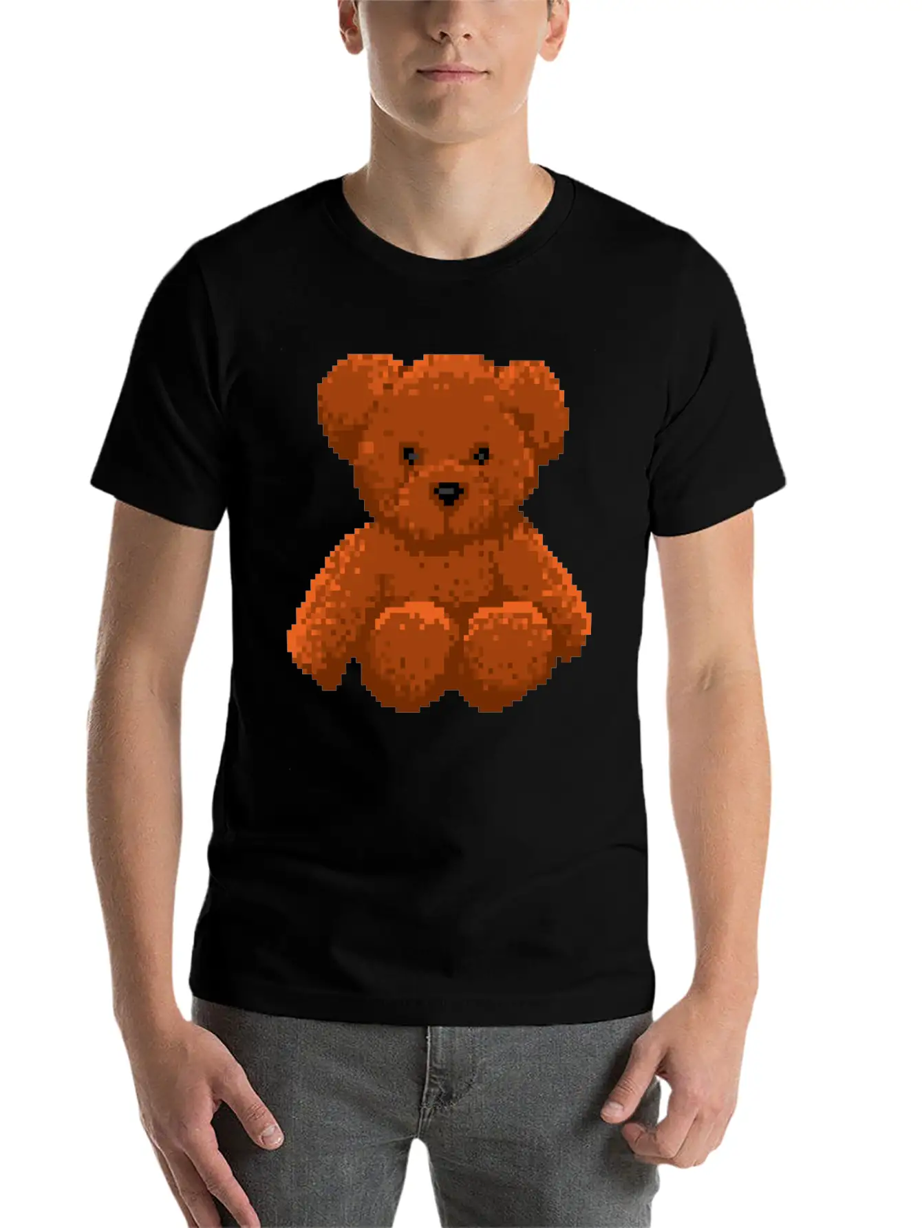 Teddy Bear 8 Bit Pixel Art Stylish Everyday T-Shirt – Unisex Basic Cotton Tee