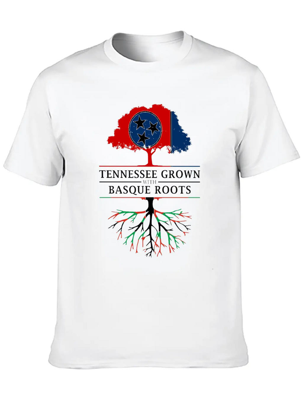 Tennessee Grown With Basque Roots Basque Design Unisex Short Sleeve Soft Cotton T-Shirt – Casual Everyday Wear