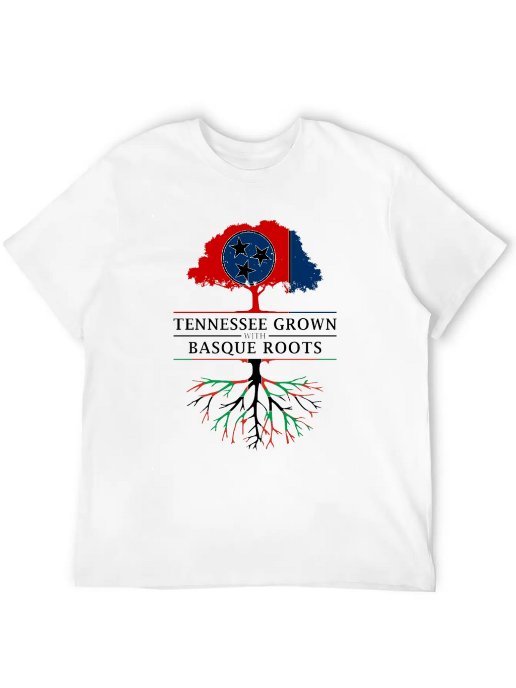 Tennessee Grown With Basque Roots Basque Design Unisex Short Sleeve Soft Cotton T-Shirt – Casual Everyday Wear