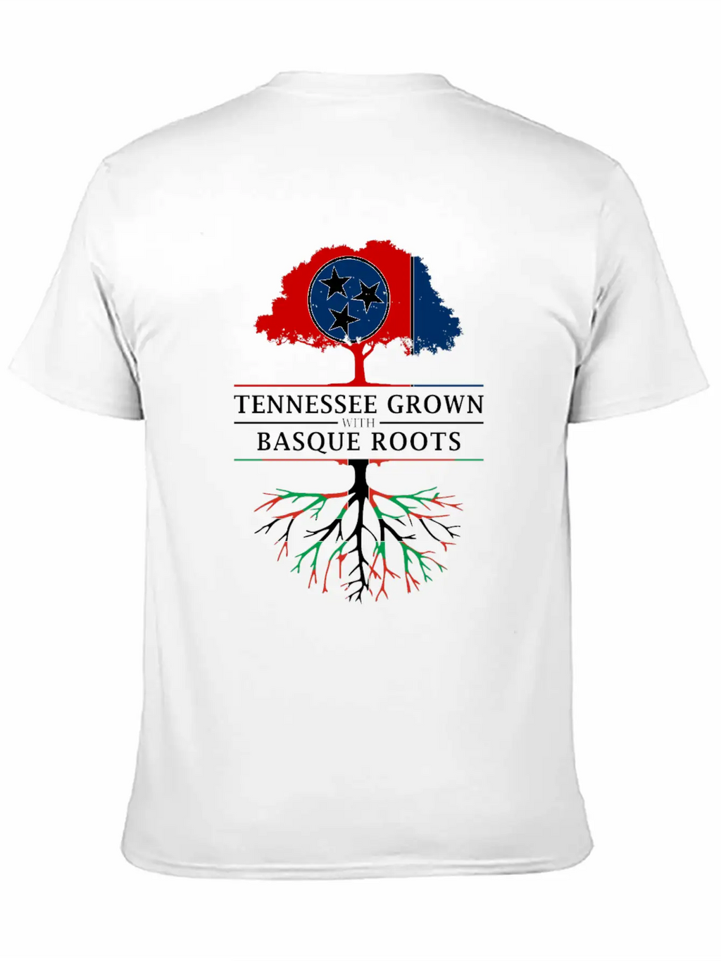 Tennessee Grown With Basque Roots Basque Design Unisex Short Sleeve Soft Cotton T-Shirt – Casual Everyday Wear