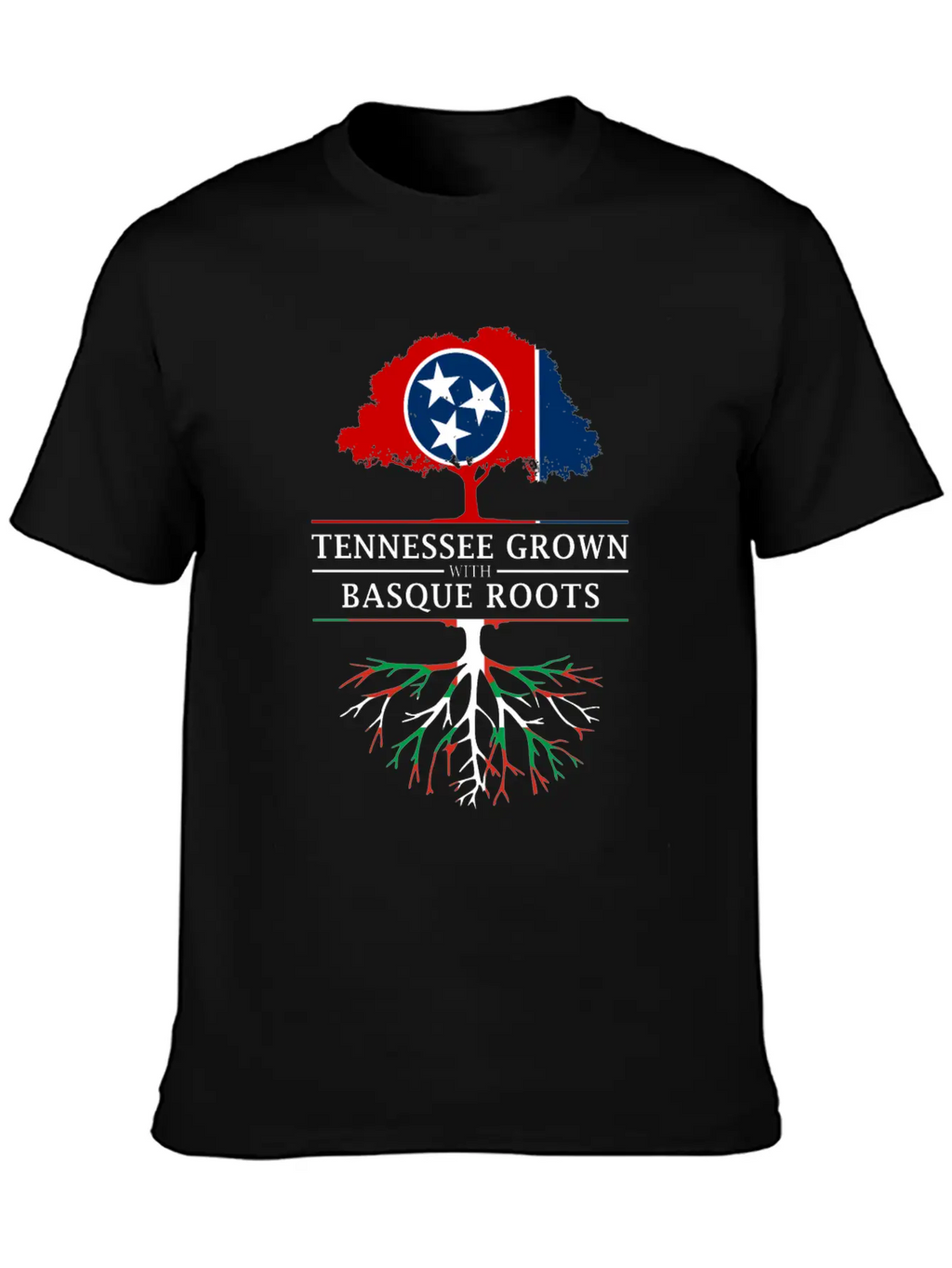 Tennessee Grown With Basque Roots Basque Design Unisex Short Sleeve Soft Cotton T-Shirt – Casual Everyday Wear