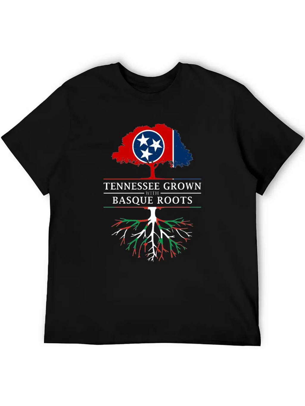 Tennessee Grown With Basque Roots Basque Design Unisex Short Sleeve Soft Cotton T-Shirt – Casual Everyday Wear