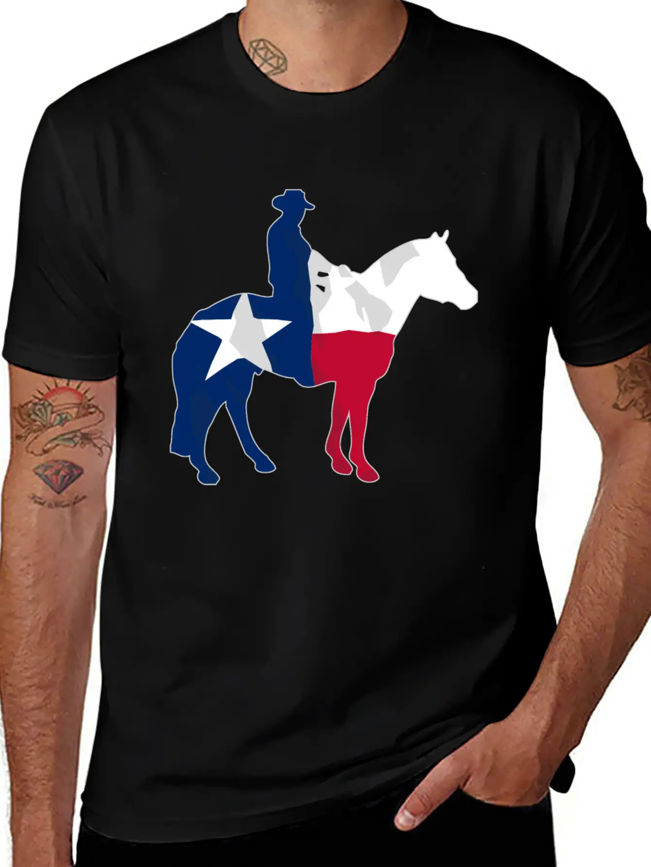 Texas Cowboy Flag Essential Cotton Tee For Daily Outfits – Unisex Style