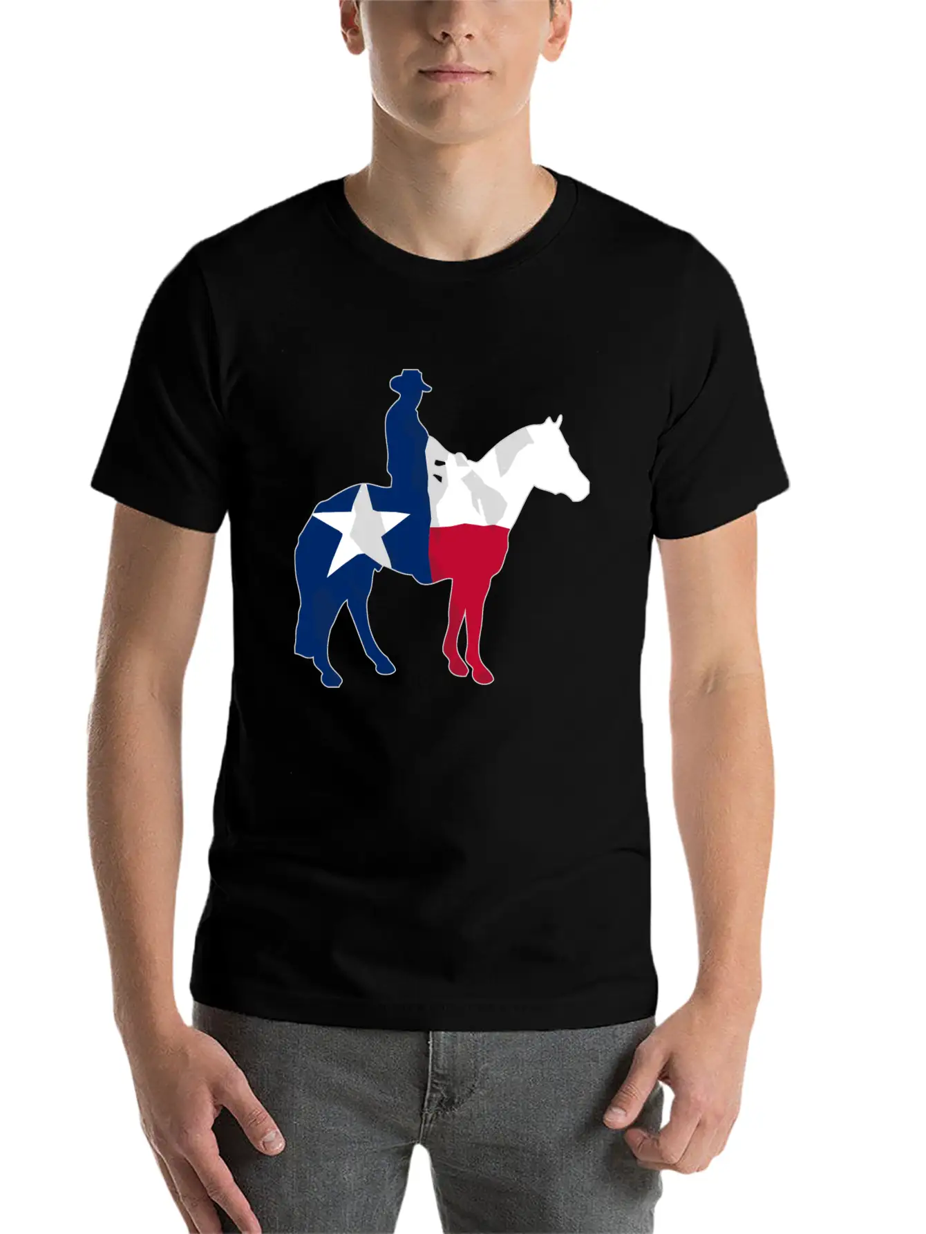 Texas Cowboy Flag Essential Cotton Tee For Daily Outfits – Unisex Style