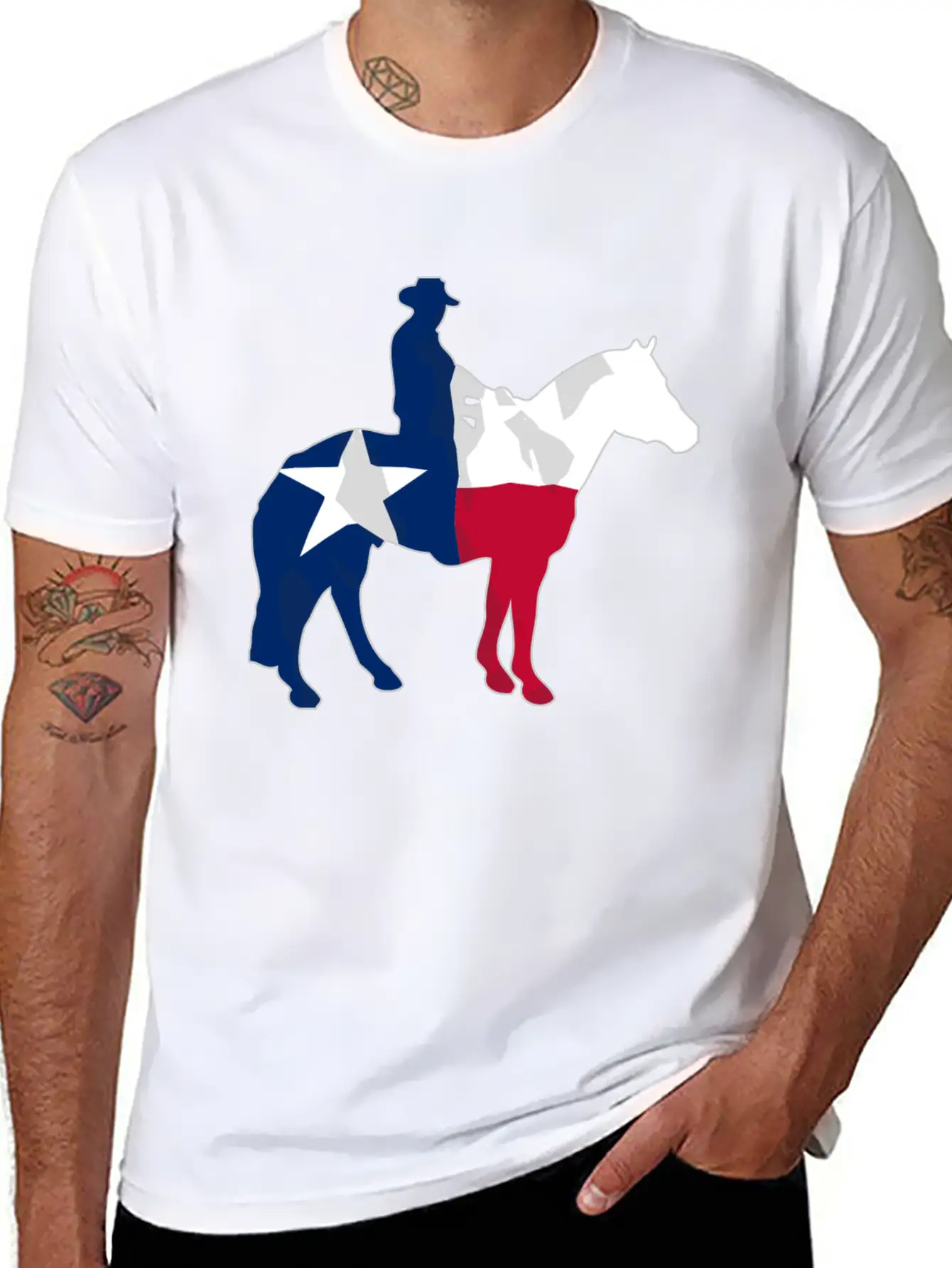 Texas Cowboy Flag Essential Cotton Tee For Daily Outfits – Unisex Style