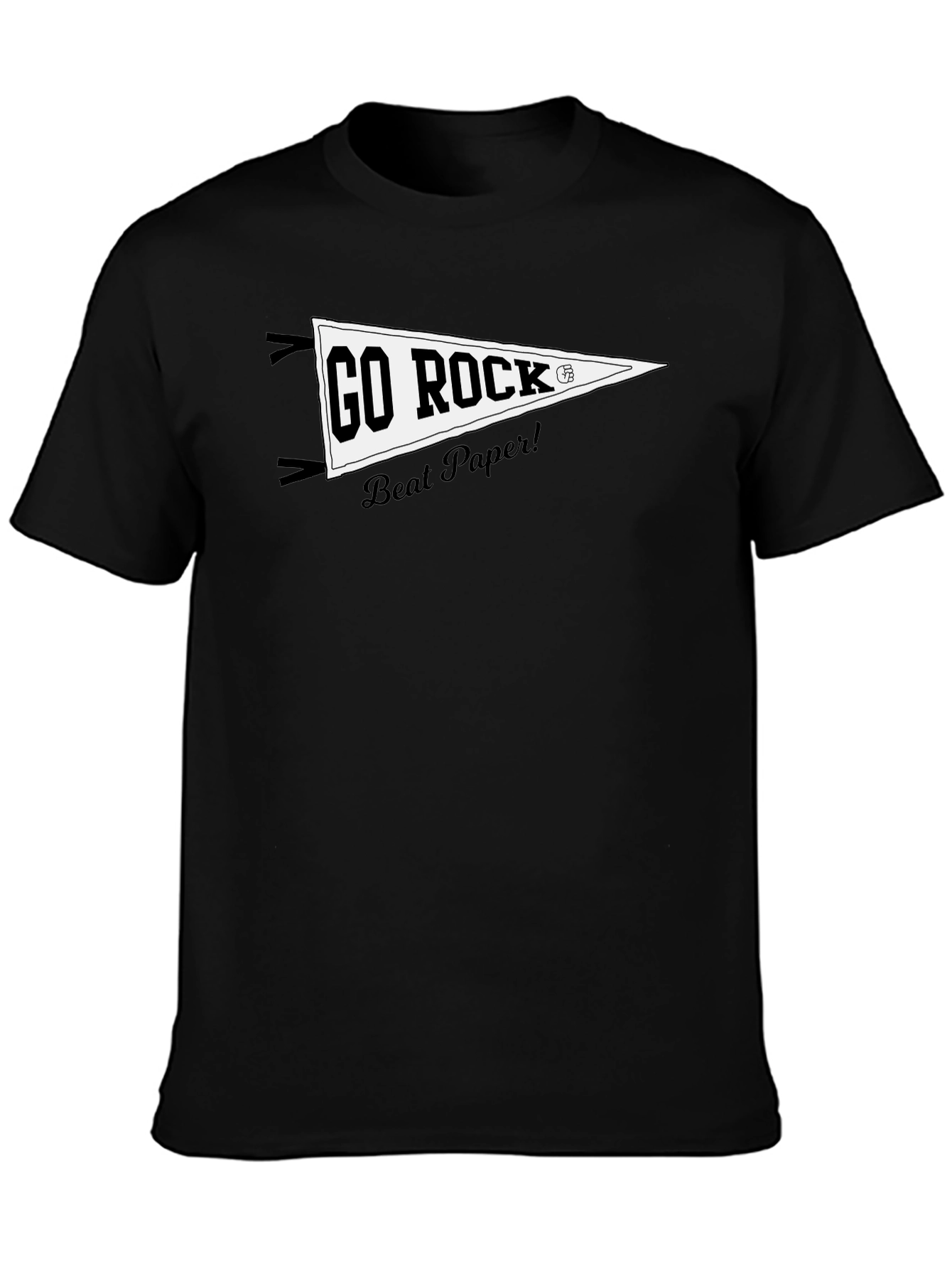 Go Rock Beat Paper! Black Graphic T-Shirt