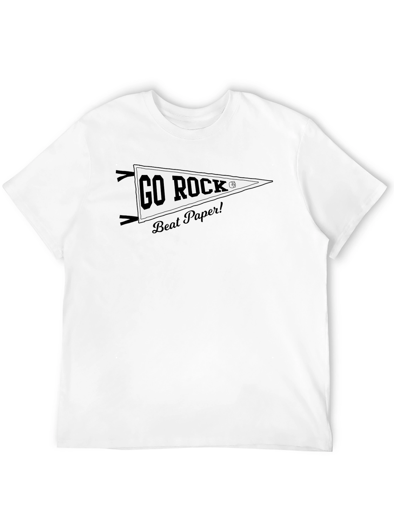 Go Rock Beat Paper! Black Graphic T-Shirt