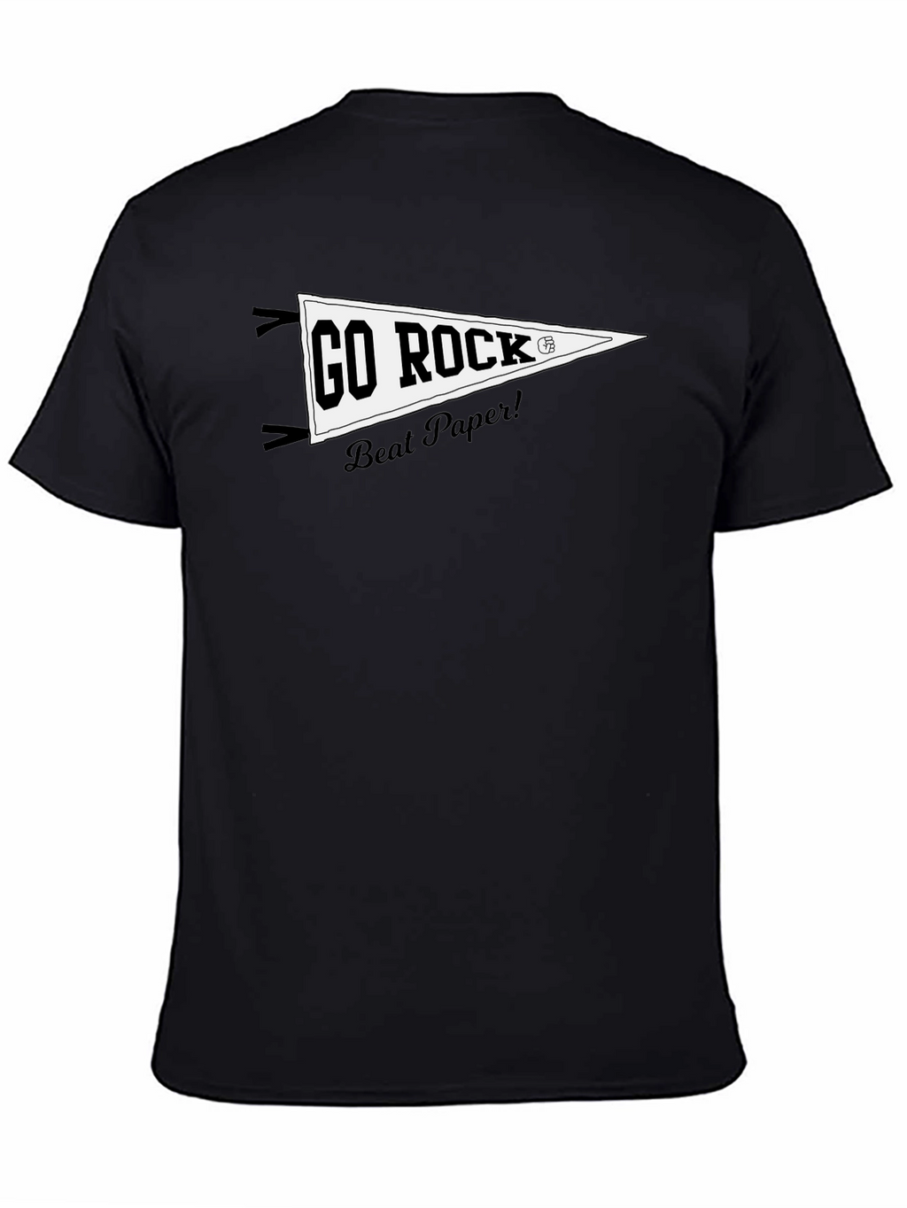 Go Rock Beat Paper! Black Graphic T-Shirt