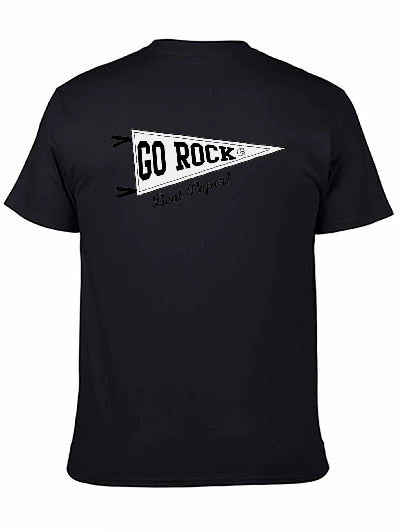 Go Rock Beat Paper! Black Graphic T-Shirt