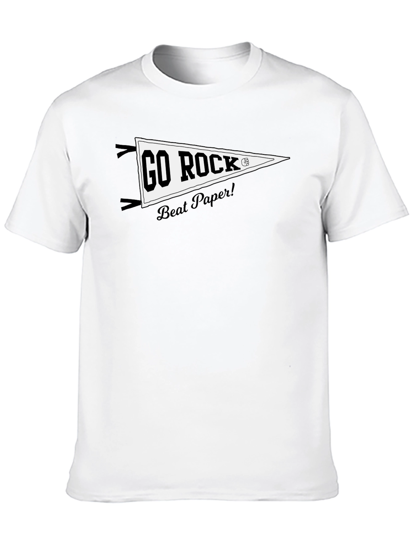 Go Rock Beat Paper! Black Graphic T-Shirt