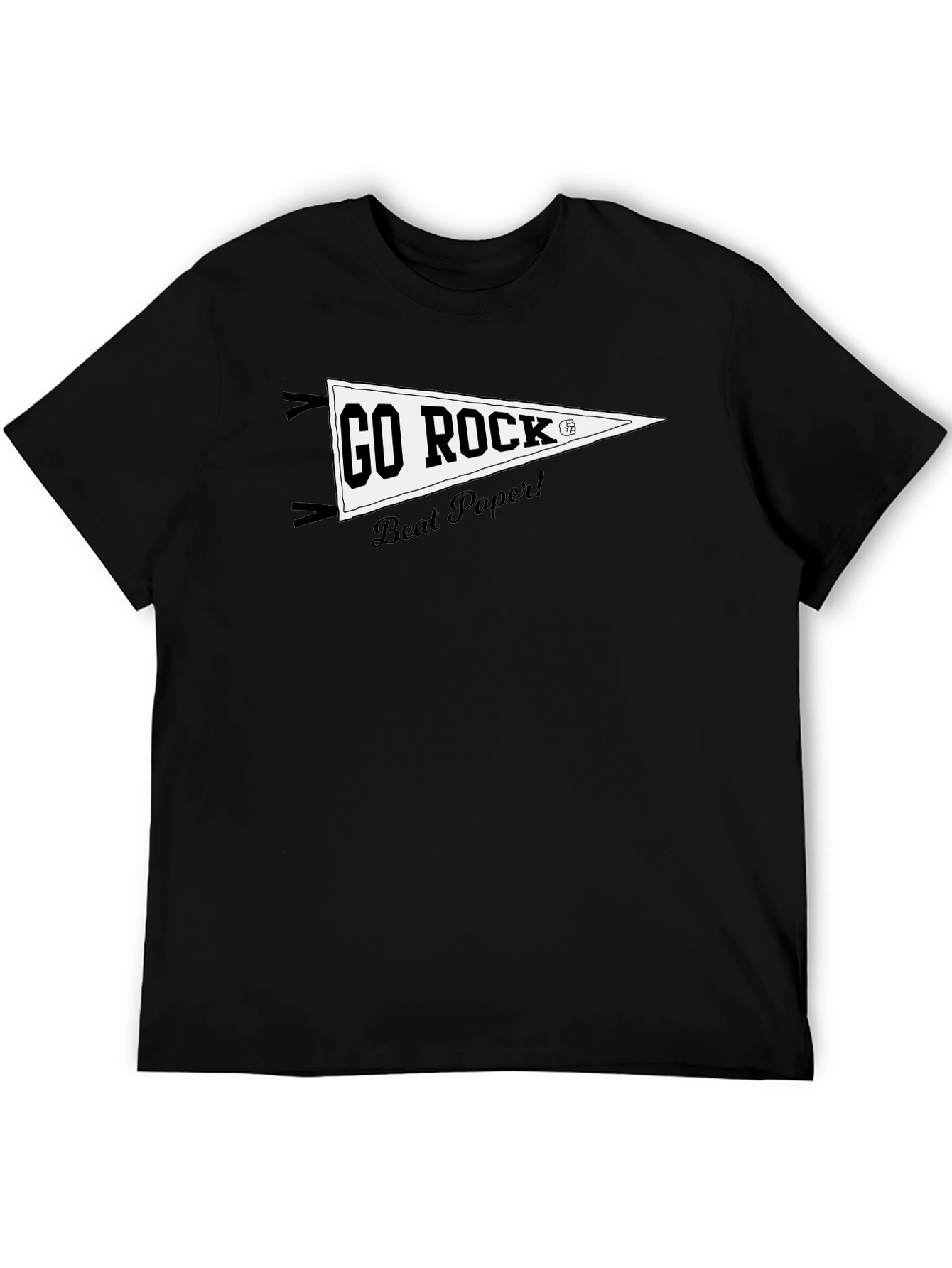 Go Rock Beat Paper! Black Graphic T-Shirt