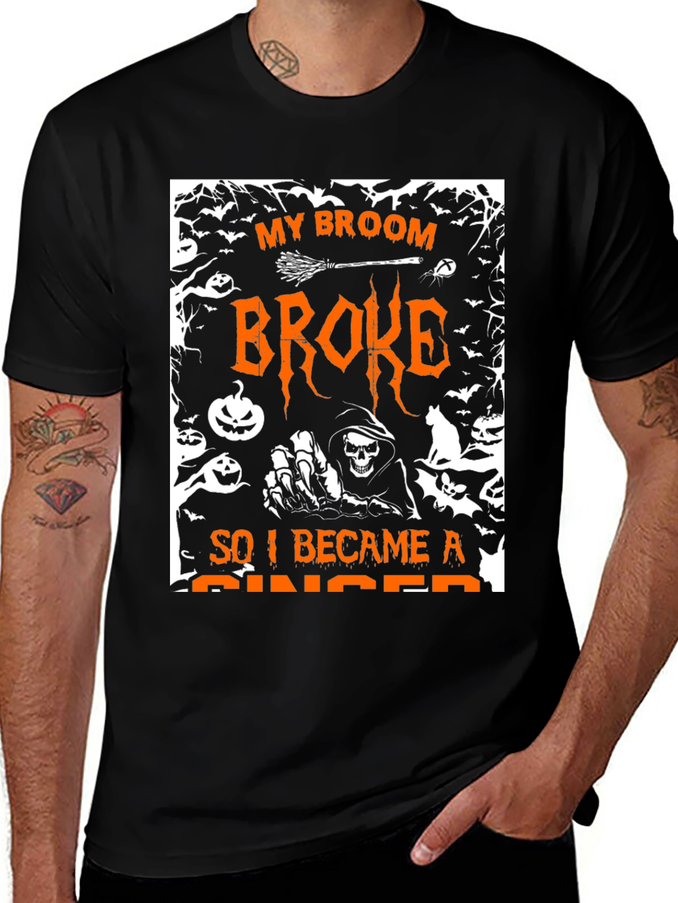 Halloween My Broom Broke Graphic T-Shirt