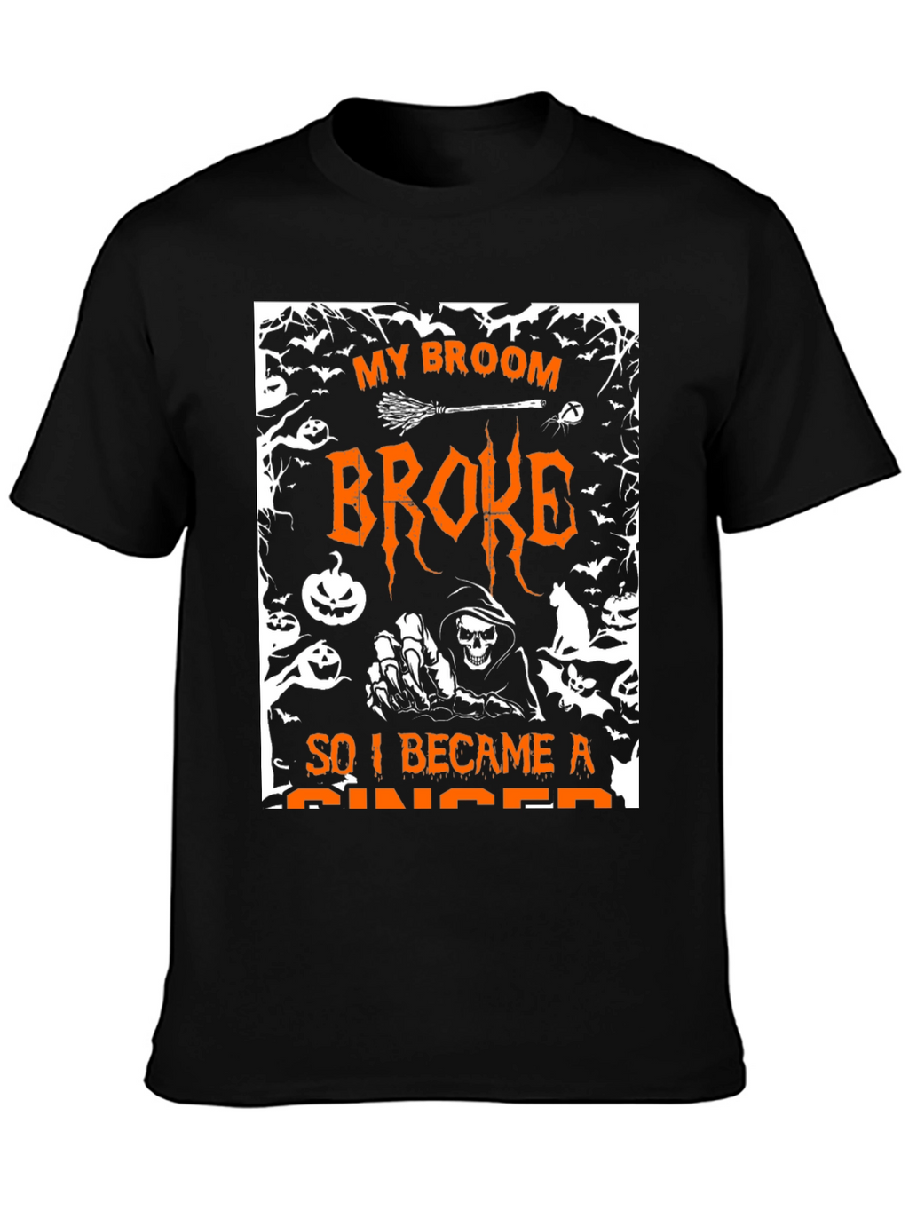 Halloween My Broom Broke Graphic T-Shirt