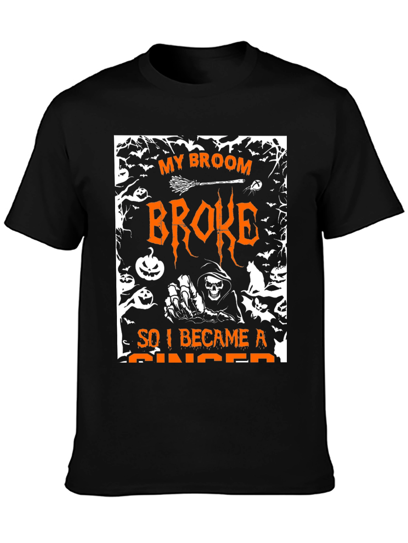 Halloween My Broom Broke Graphic T-Shirt