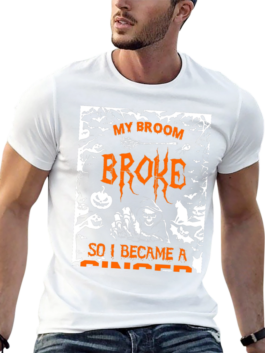 Halloween My Broom Broke Graphic T-Shirt