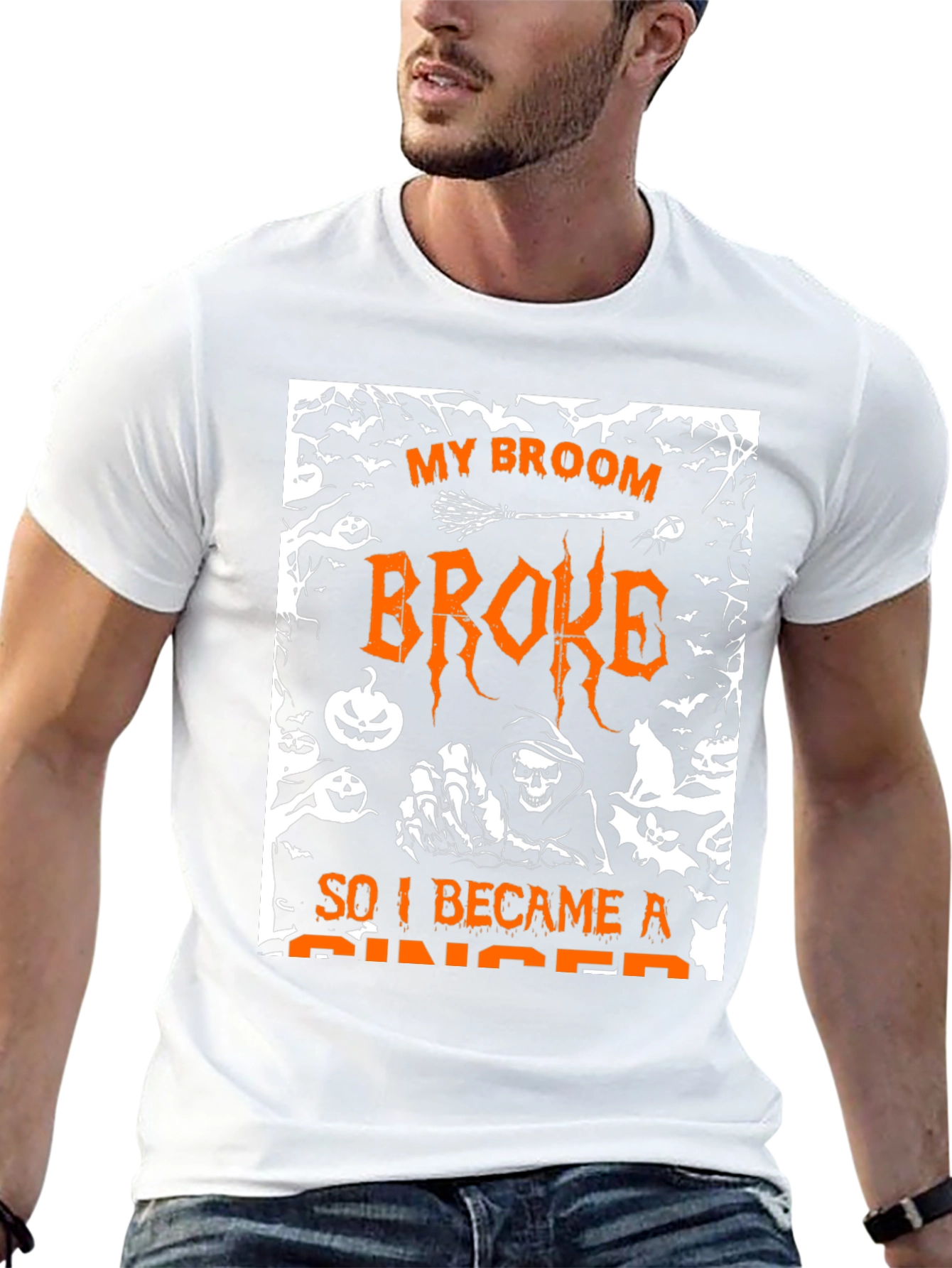 Halloween My Broom Broke Graphic T-Shirt