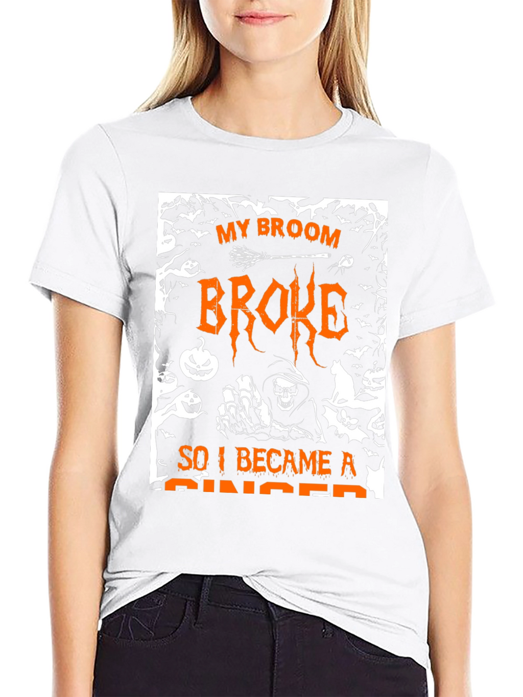 Halloween My Broom Broke Graphic T-Shirt