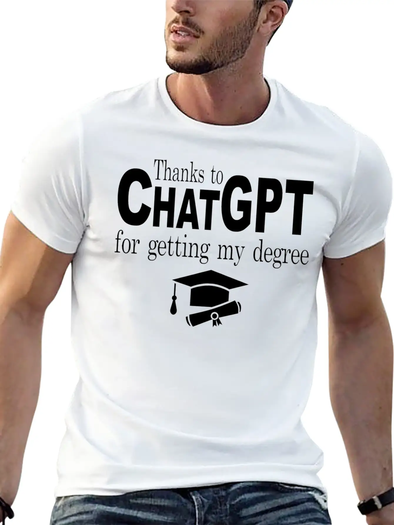 Thanks To Chatgpt For Getting My Degree Unisex Short Sleeve Soft Cotton T-Shirt – Casual Everyday Wear