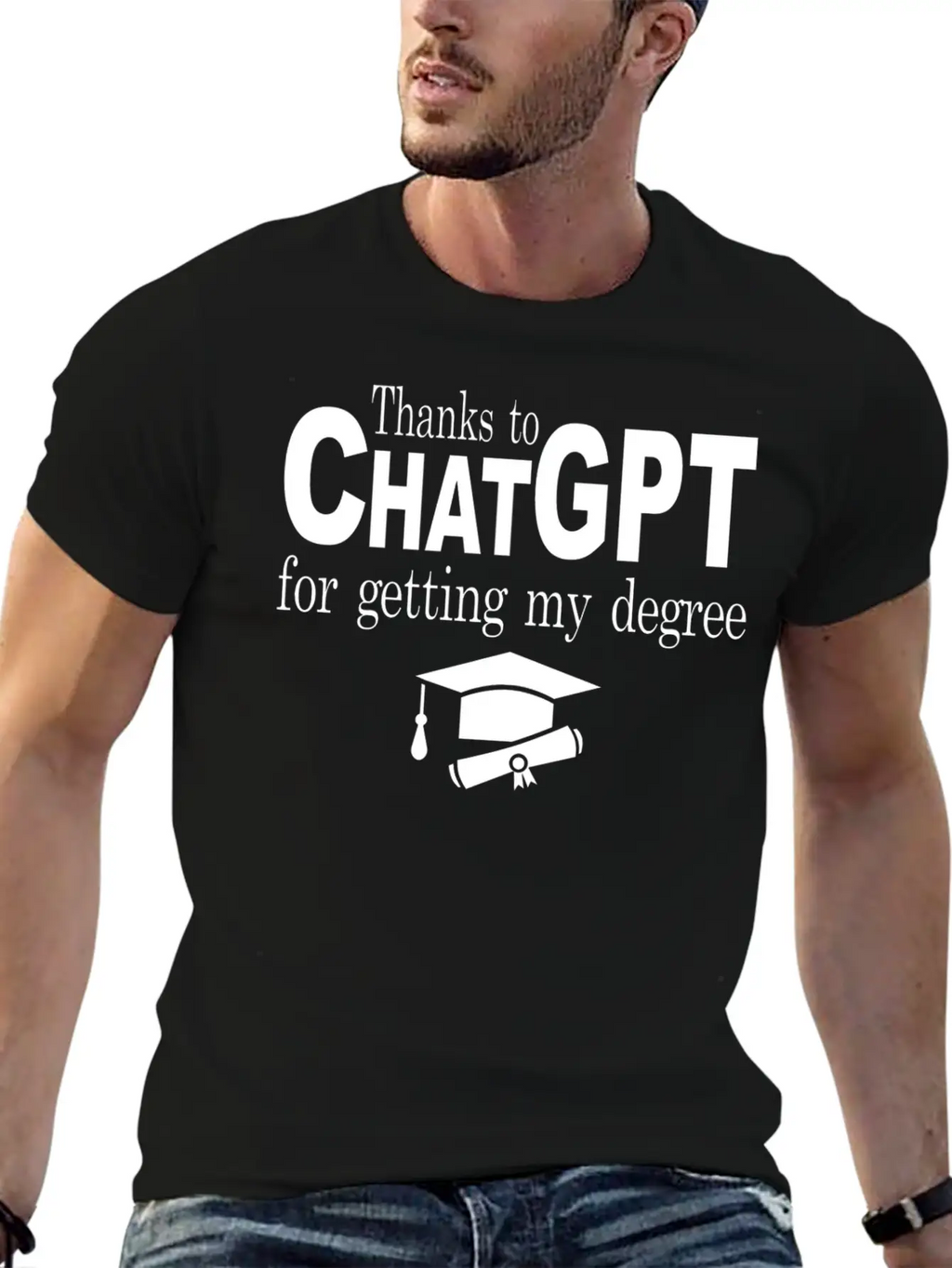 Thanks To Chatgpt For Getting My Degree Unisex Short Sleeve Soft Cotton T-Shirt – Casual Everyday Wear