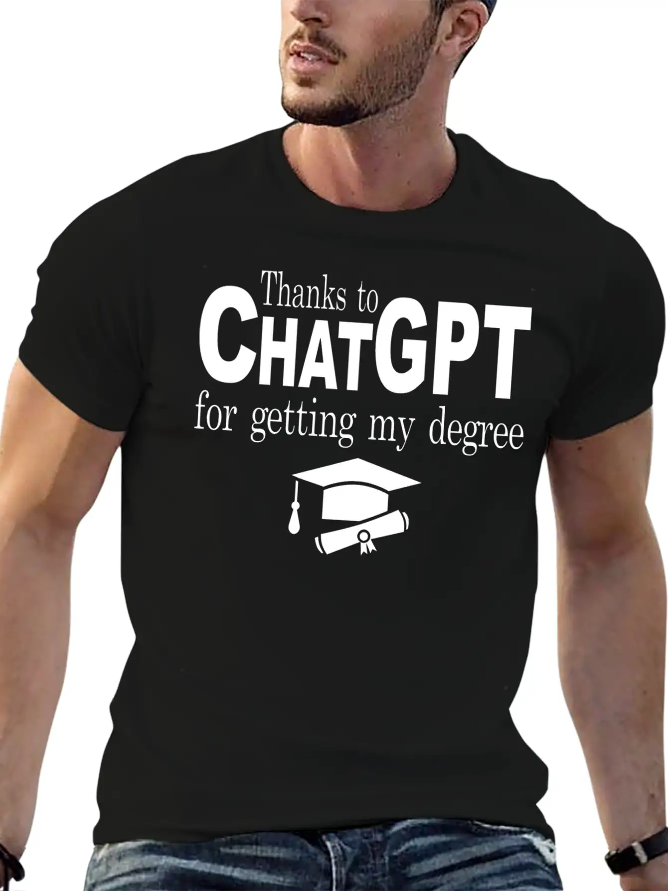 Thanks To Chatgpt For Getting My Degree Unisex Short Sleeve Soft Cotton T-Shirt – Casual Everyday Wear