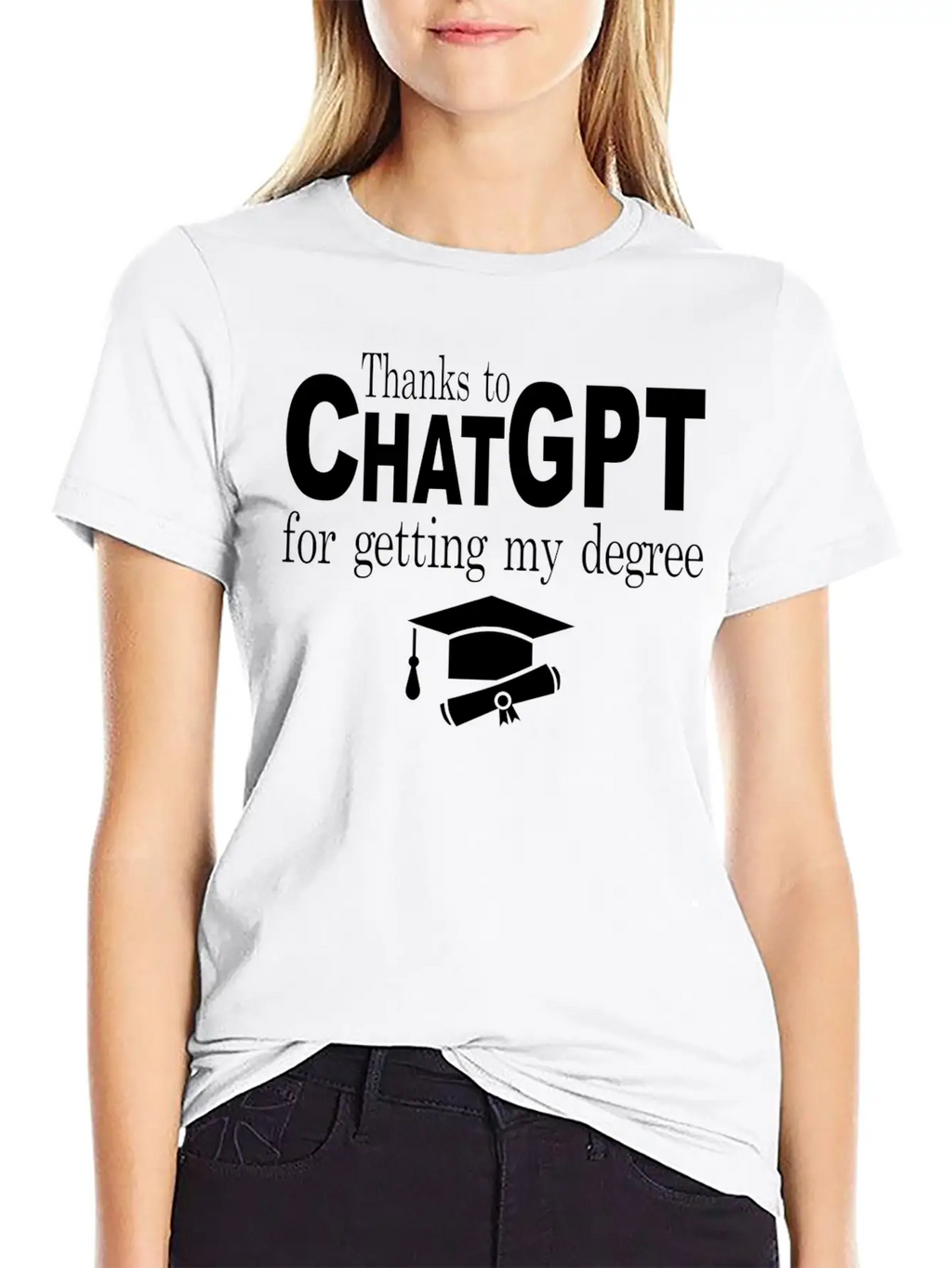 Thanks To Chatgpt For Getting My Degree Unisex Short Sleeve Soft Cotton T-Shirt – Casual Everyday Wear