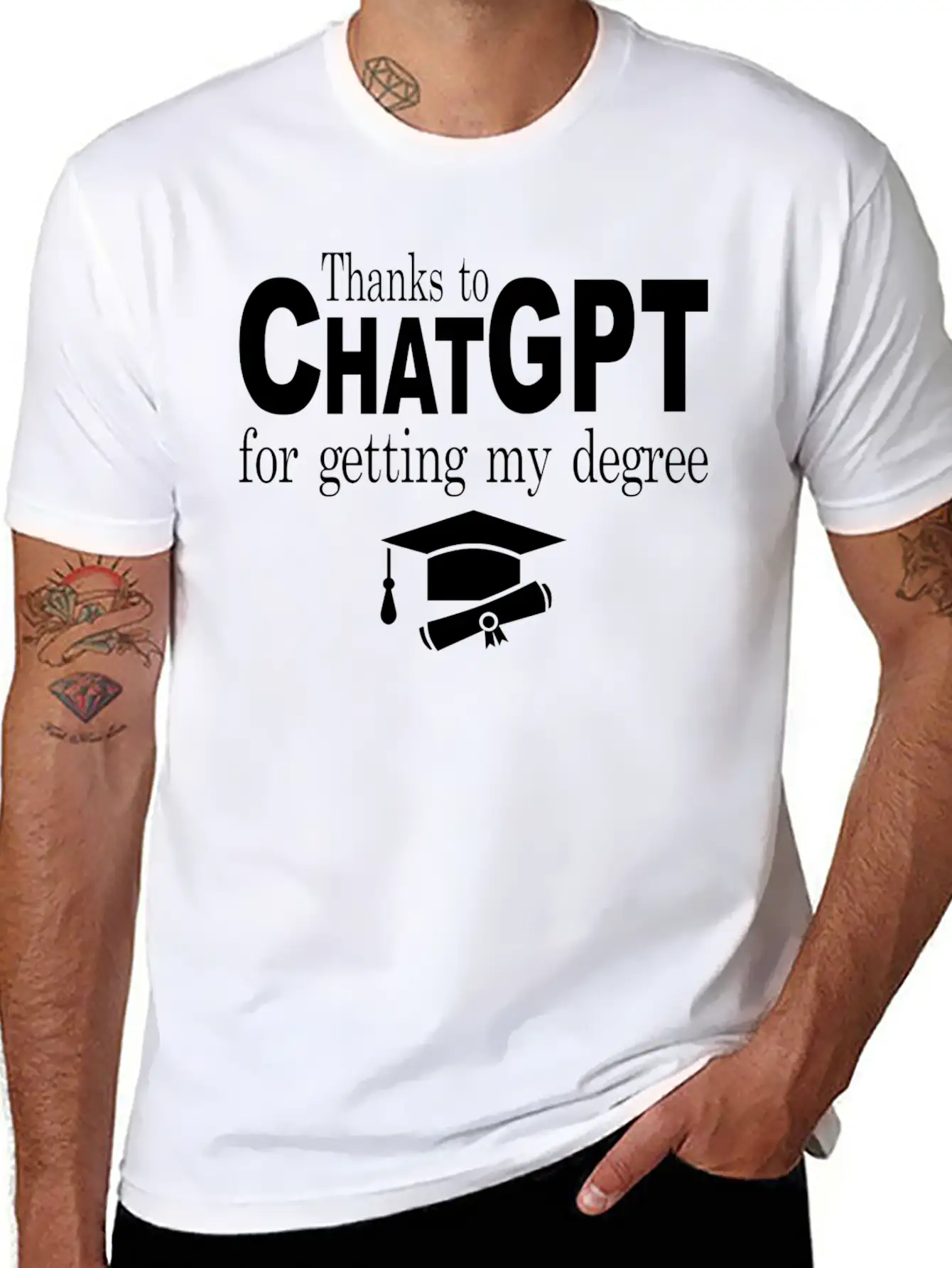 Thanks To Chatgpt For Getting My Degree Unisex Short Sleeve Soft Cotton T-Shirt – Casual Everyday Wear
