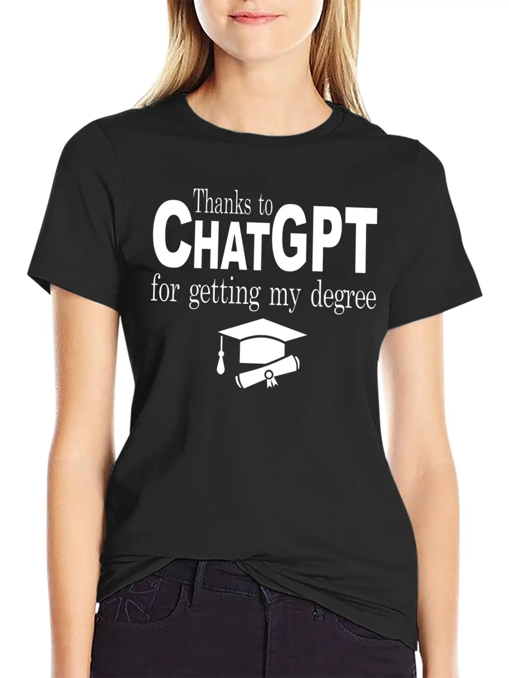 Thanks To Chatgpt For Getting My Degree Unisex Short Sleeve Soft Cotton T-Shirt – Casual Everyday Wear